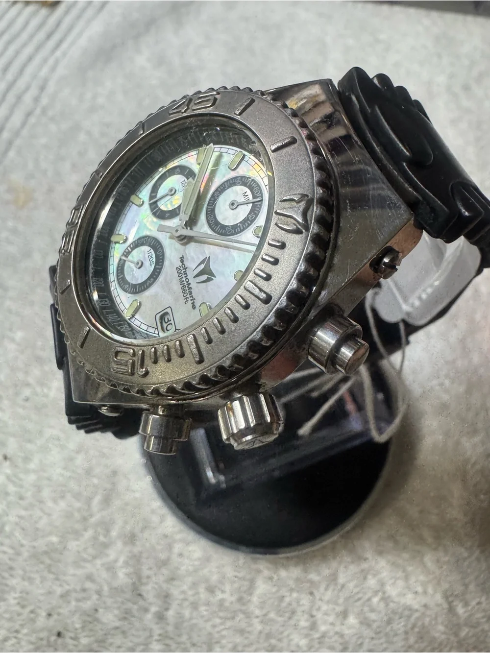 Technomarine Men's Silver and White Chronograph Watch